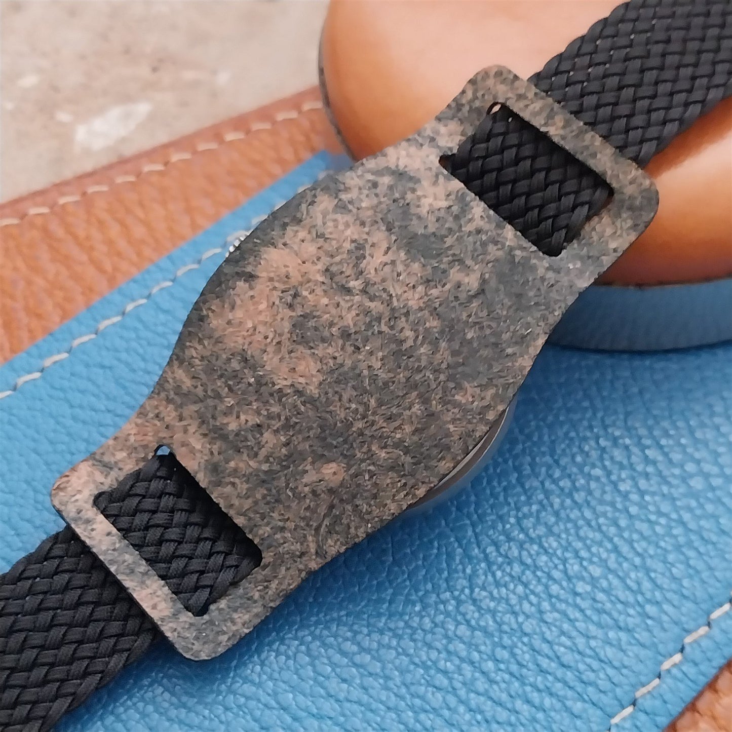 18mm Vintage Style Veg-Tanned Pebbled Leather Bund Pad for Watch Strap