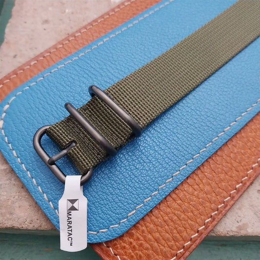 22mm Olive Drab Green Maratac Zulu Watch Strap & Black Hardware