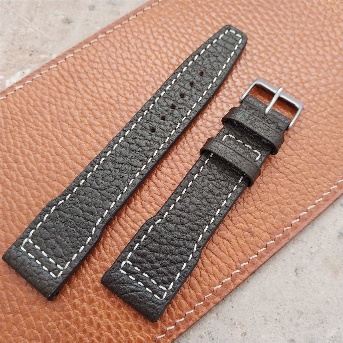 21mm Rios Typhoon Mocha Buffalo Leather Aviator Pilot Watch Strap
