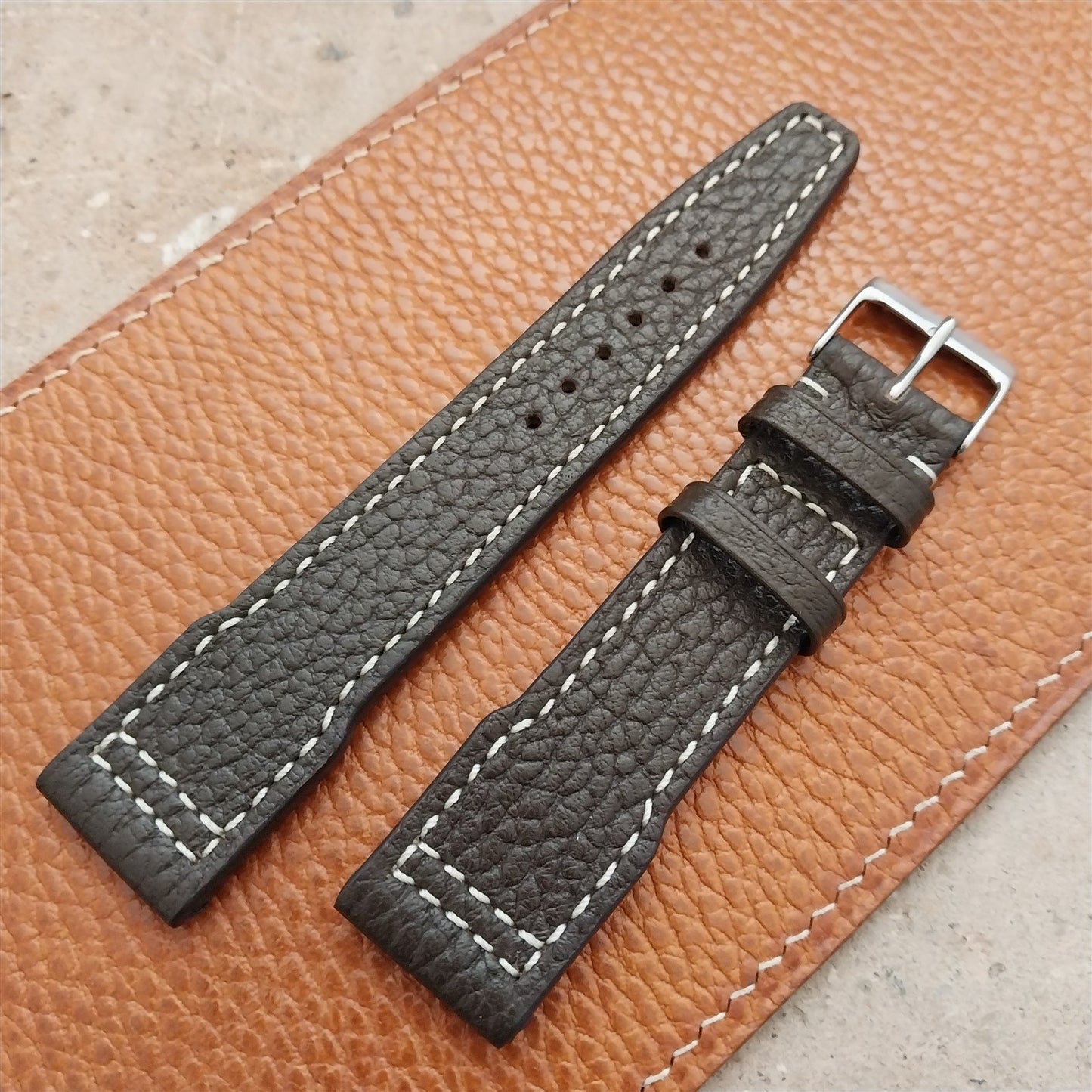 21mm Rios Typhoon Mocha Buffalo Leather Aviator Pilot Watch Strap