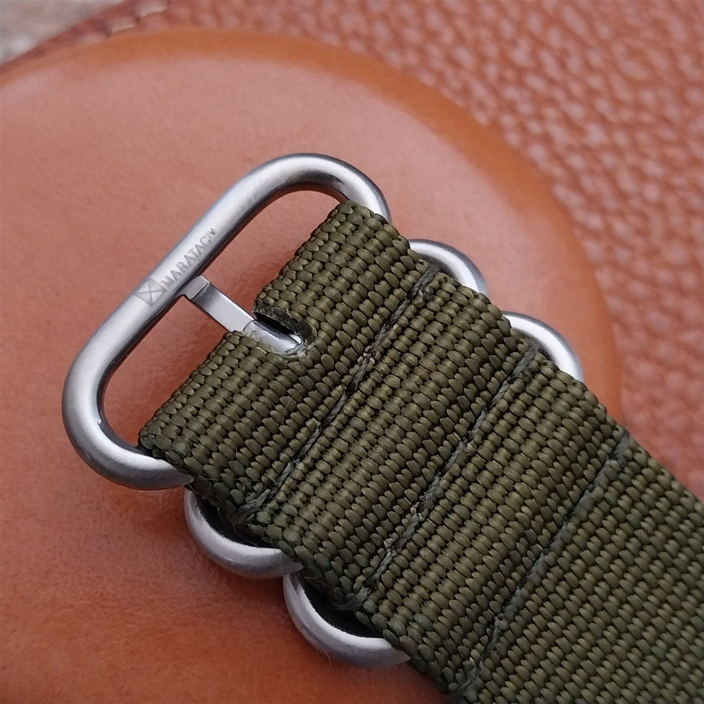 24mm OD Green Maratac 4 Ring Zulu Watch Strap