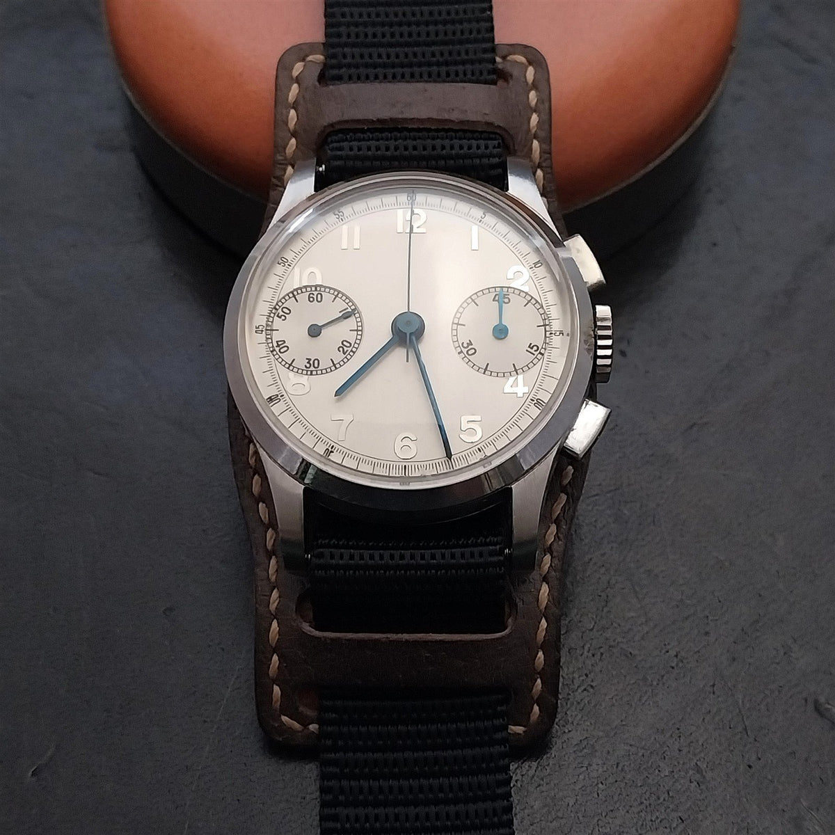 Vintage Style Pigskin Slip-Thru Pad & 16mm Maratac Nylon Watch Strap