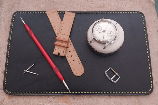 Handmade Black Bridle Leather Watch Strap Changing Pad