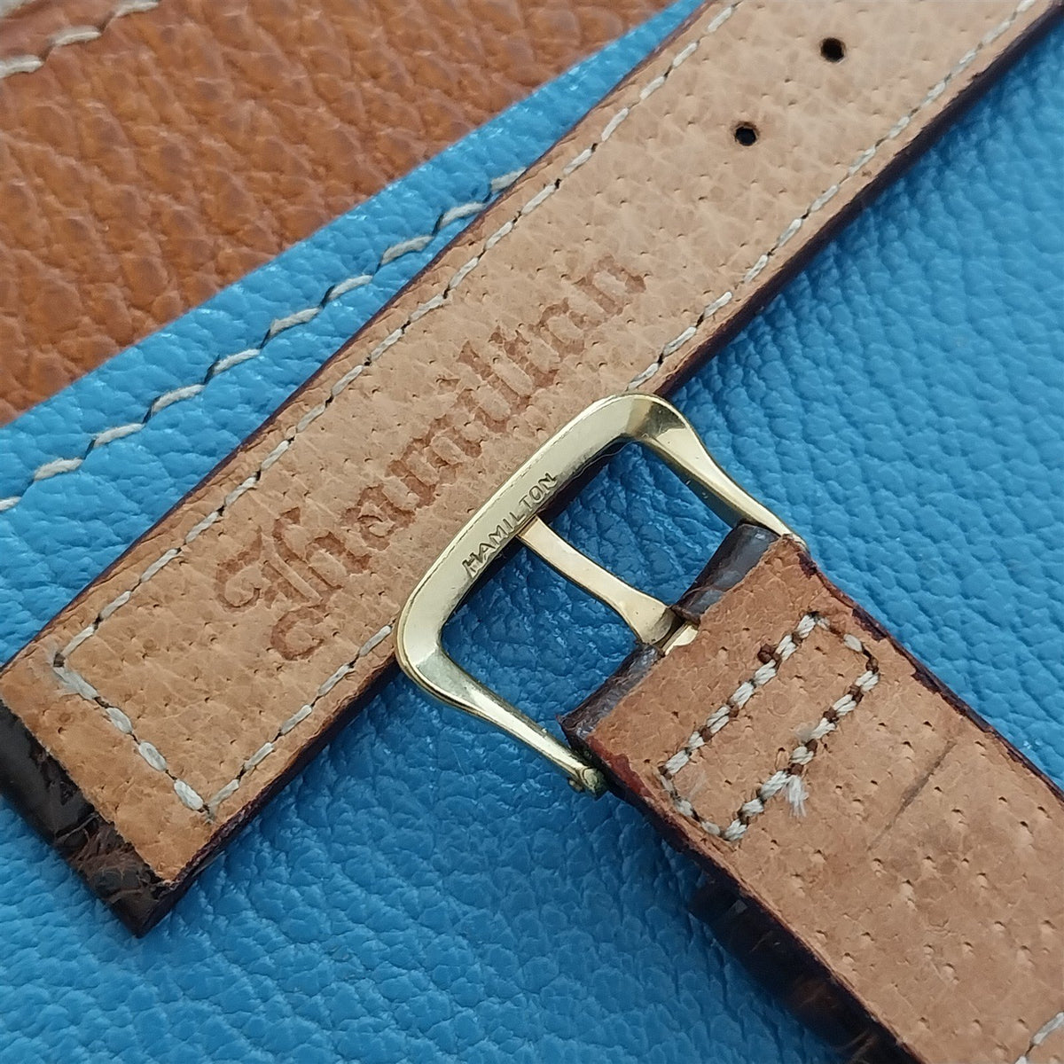 14mm Hamilton Alligator Vintage Watch Strap & Gold Filled Logo Buckle