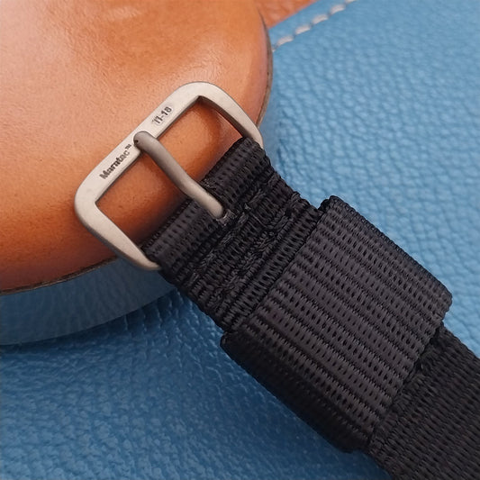 18mm Titanium Maratac Mil Series Black Nylon Single-Pass Watch Strap