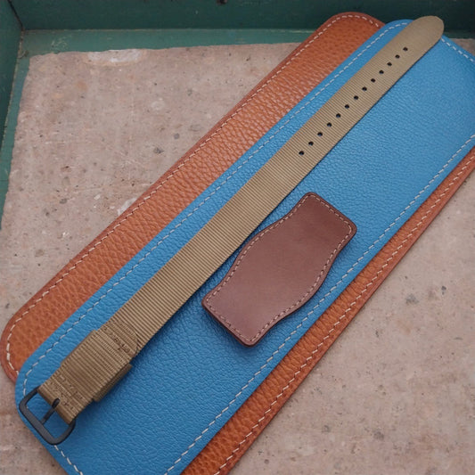 Vintage Style Leather Bund Pad & 18mm Maratac Nylon Watch Strap