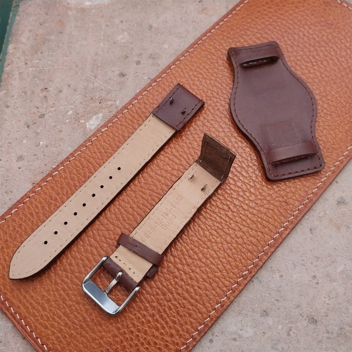 18mm Brown Leather Bund Aviator Pilot Watch Strap