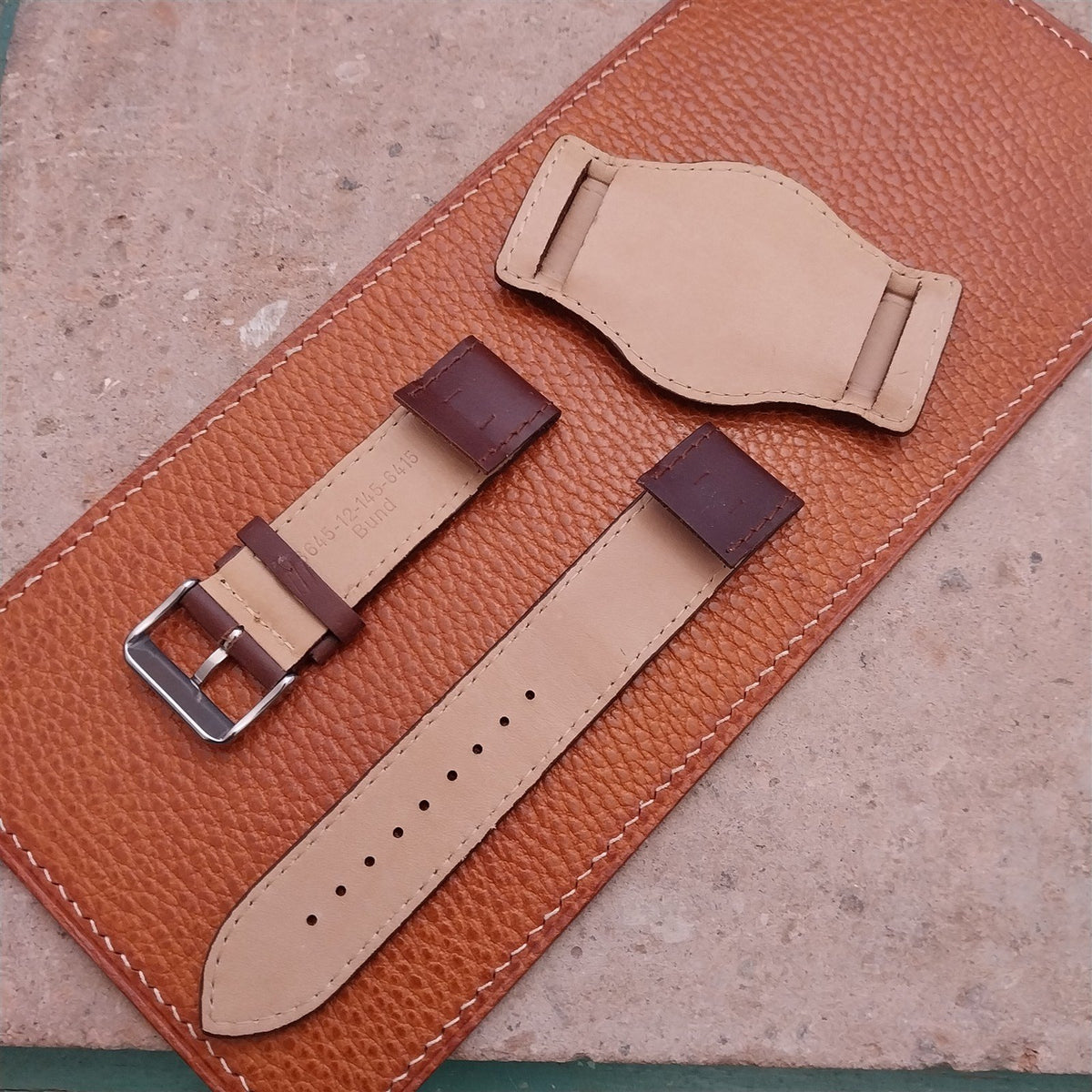 22mm Brown Leather Bund Aviator Pilot Watch Strap
