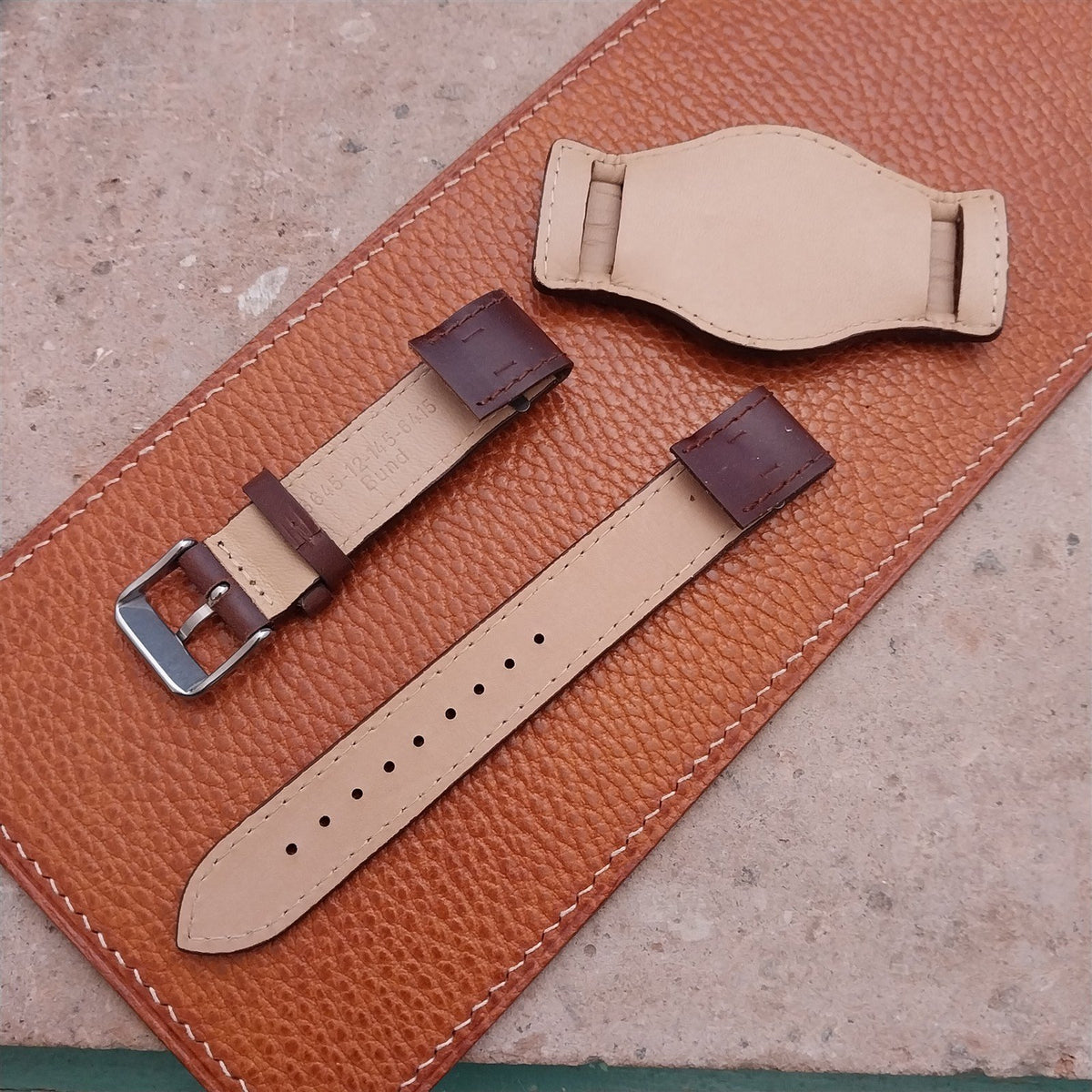 18mm Brown Leather Bund Aviator Pilot Watch Strap