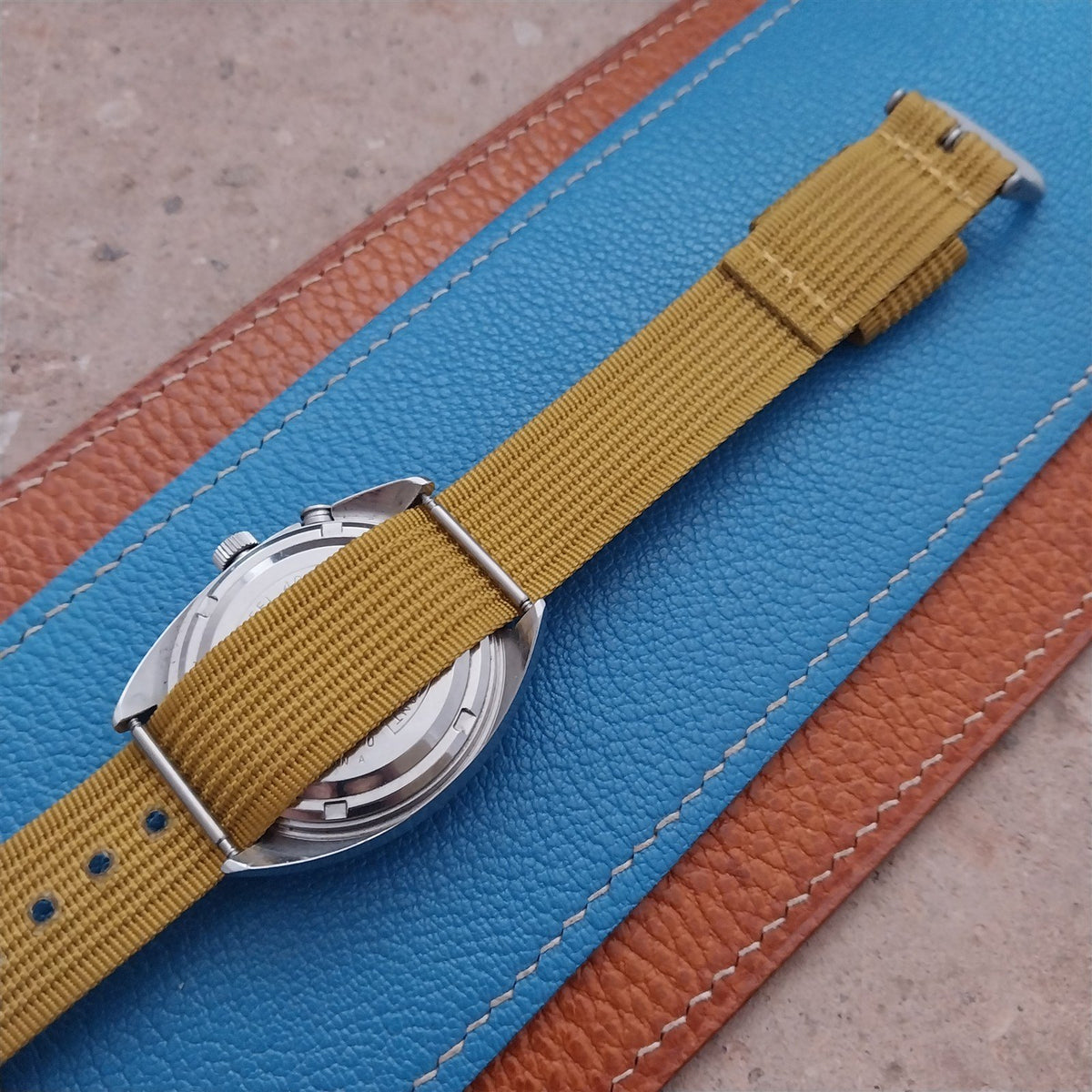18mm RAF Mustard Yellow Ribbed Nylon Single-Pass Field Watch Strap