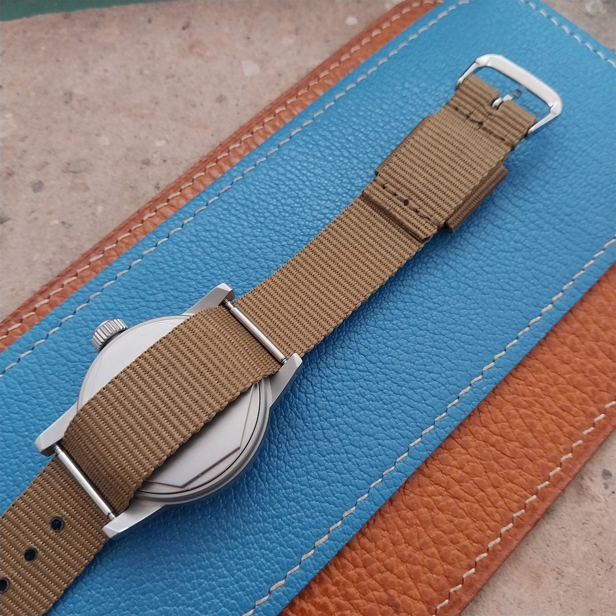 18mm RAF Style Khaki Nylon Single-Pass Field Watch Strap