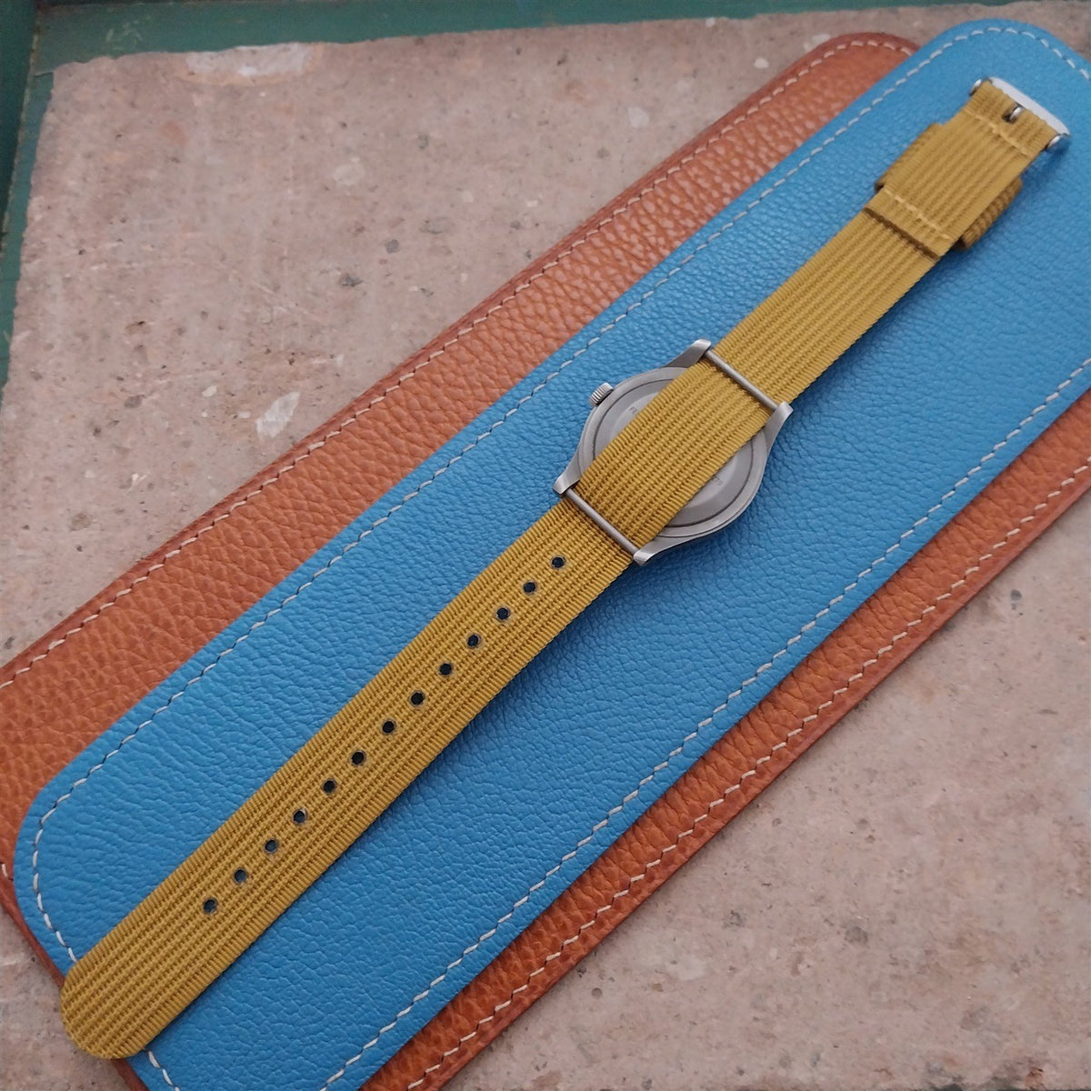 18mm RAF Mustard Yellow Ribbed Nylon Single-Pass Field Watch Strap