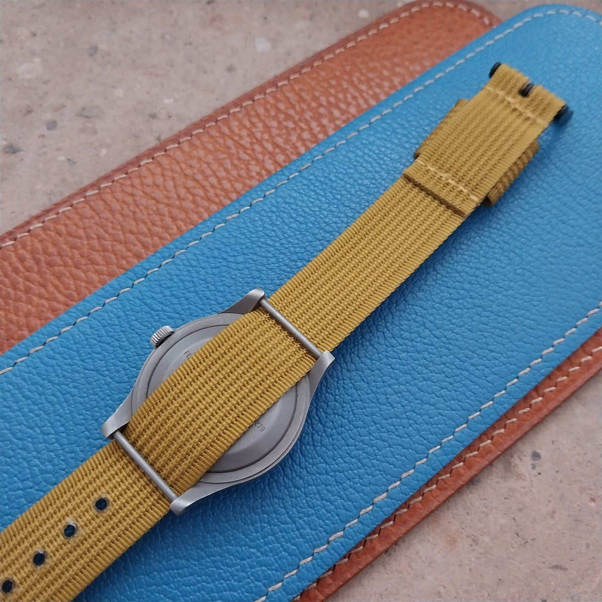 18mm RAF Mustard Yellow Ribbed Nylon Single-Pass Field Watch Strap