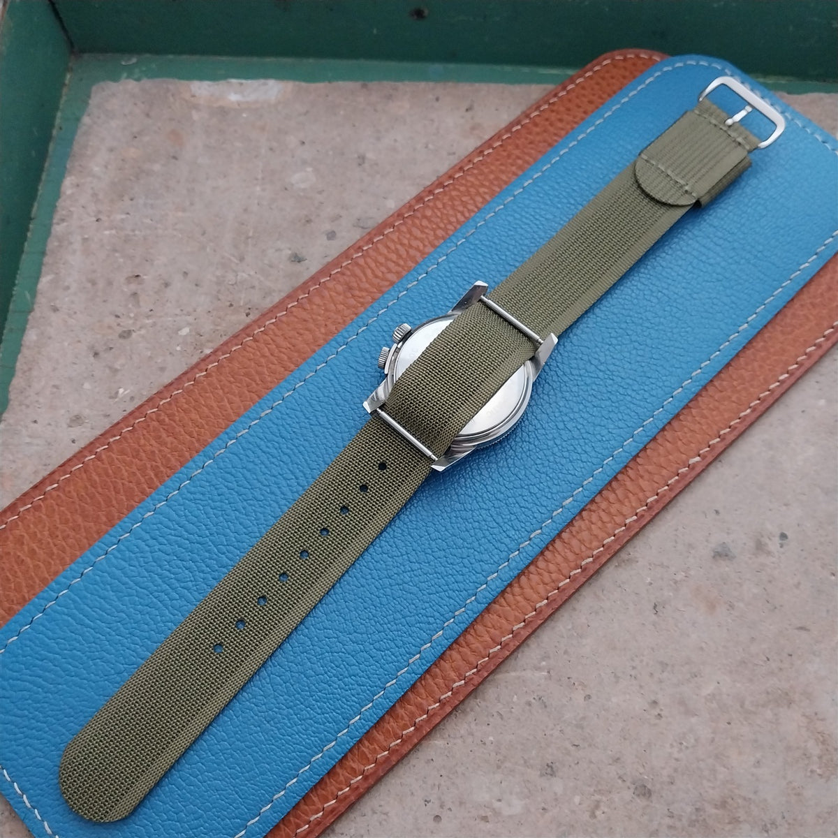 20mm RAF Style OD Green Ribbed Nylon Single Pass Field Watch Strap