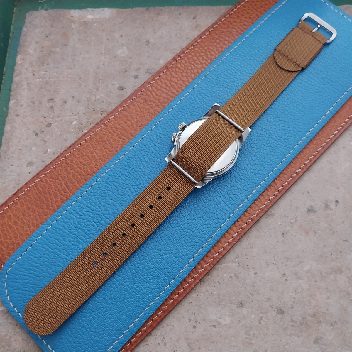 20mm RAF Style Brown Ribbed Nylon Single-Pass Field Watch Strap