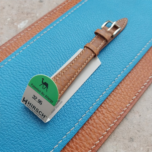 12mm Hirsch Ladies Long Camel Grain Tan Leather Watch Band