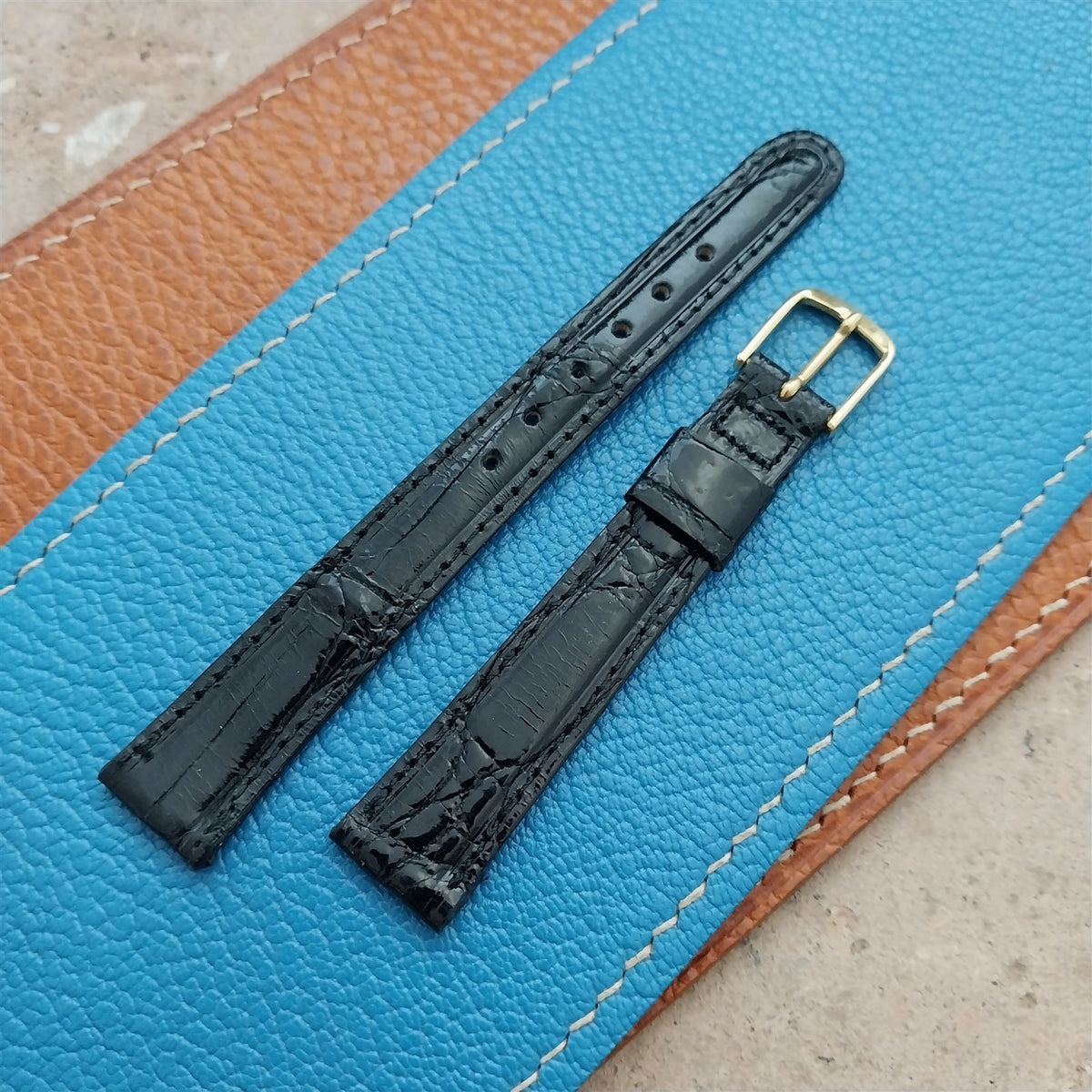 Vintage 1/2" 13mm Black Alligator Ladies Unused Classic Watch Strap