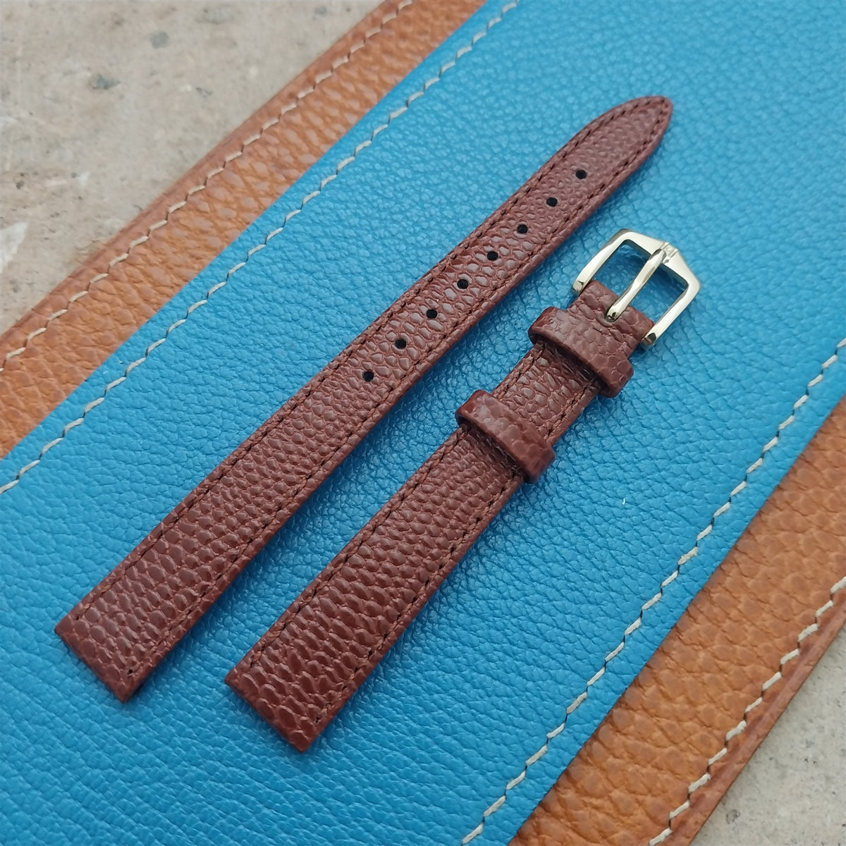12mm Hirsch Rainbow Brown Lizard-Grain Leather Ladies Watch Strap