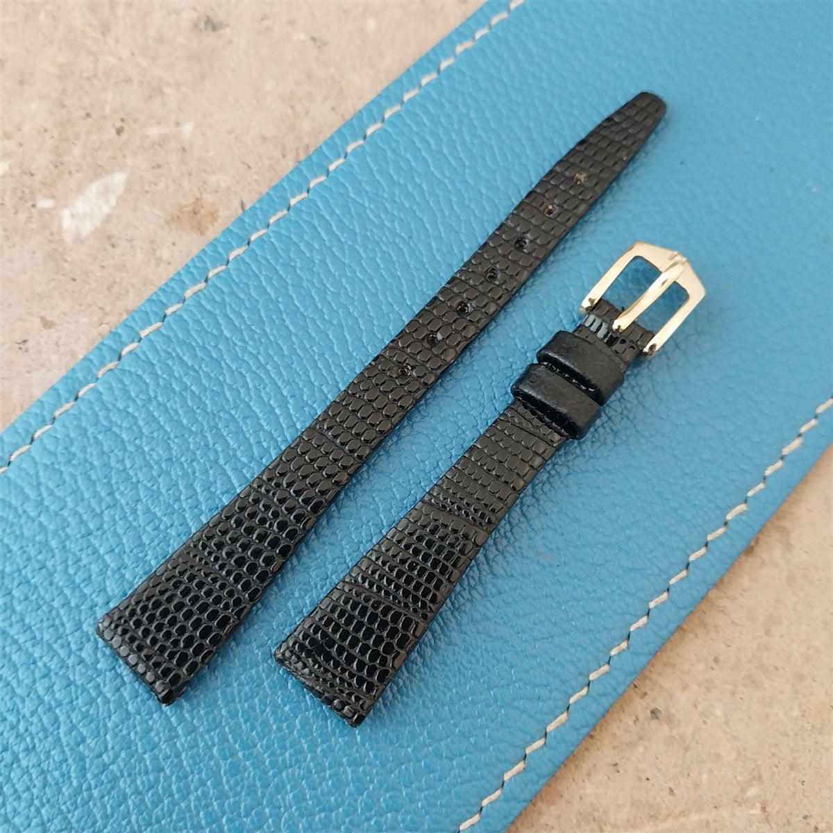 12mm Hirsch Black Lizard Ladies Watch Strap