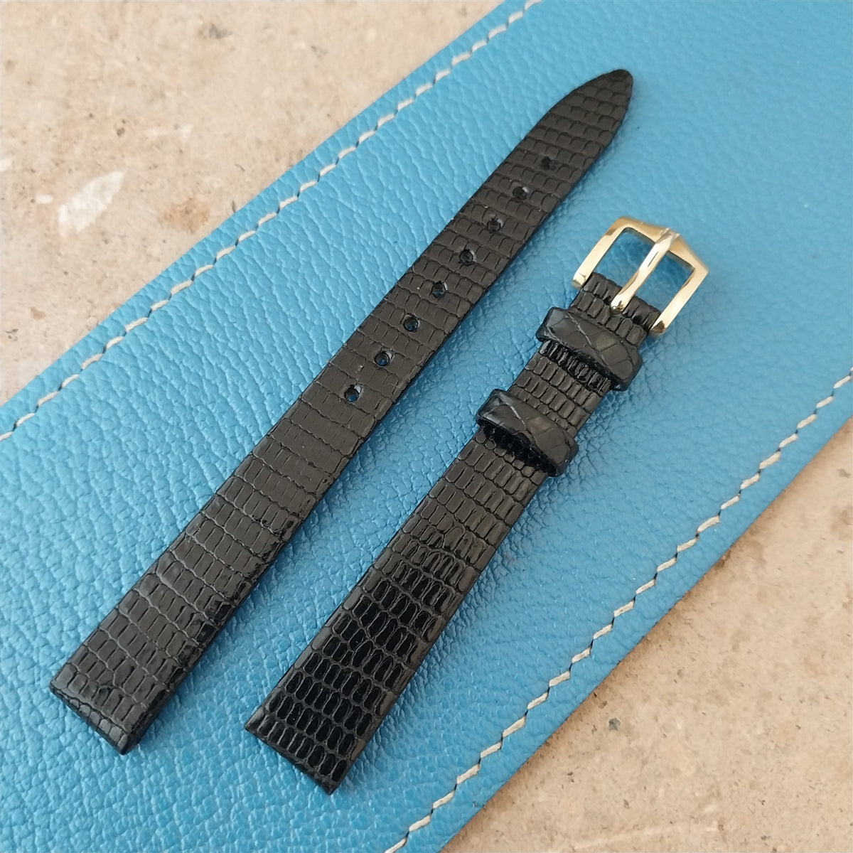 12mm Hirsch Black Lizard Ladies Watch Strap