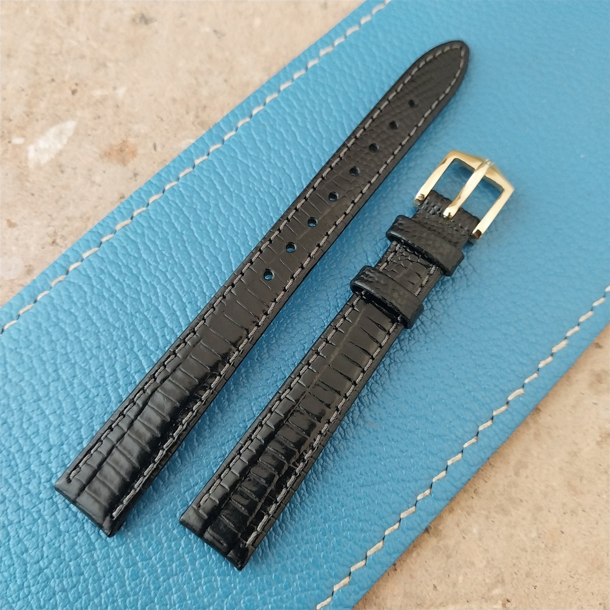 12mm Hirsch Black Lizard Ladies Watch Strap