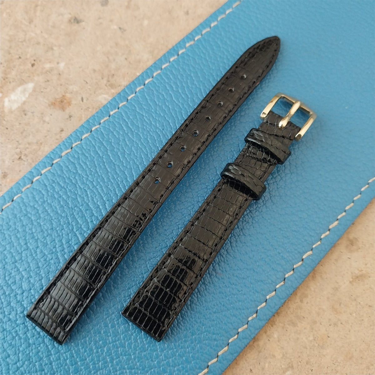 12mm Hirsch Black Lizard Ladies Watch Strap