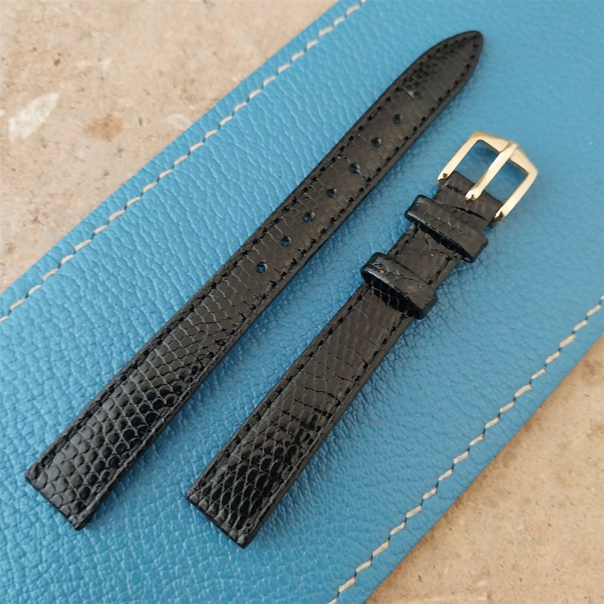 12mm Hirsch Black Lizard Ladies Watch Strap