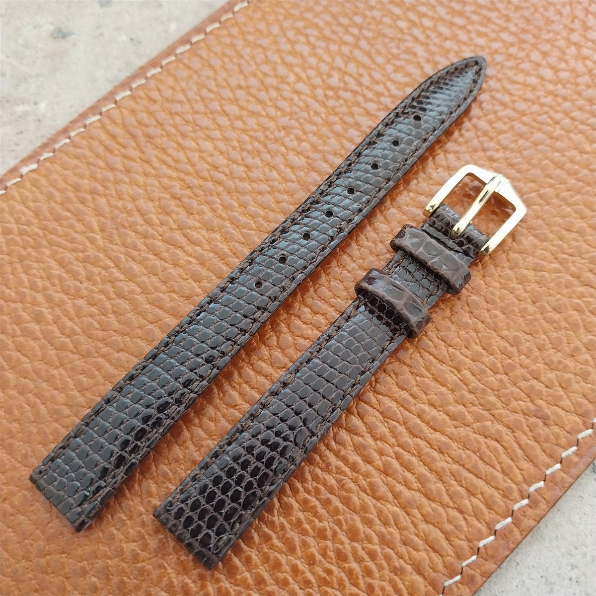 12mm Ladies Hirsch Brown Lizard Watch Strap