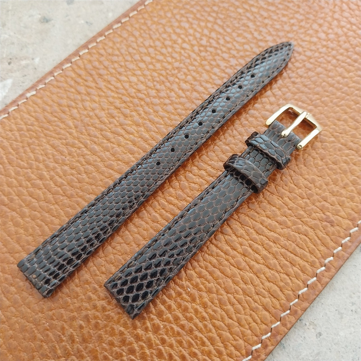 12mm Ladies Hirsch Brown Lizard Watch Strap