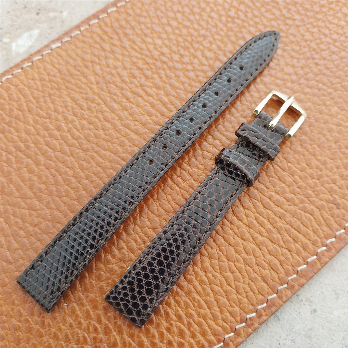 12mm Ladies Hirsch Brown Lizard Watch Strap