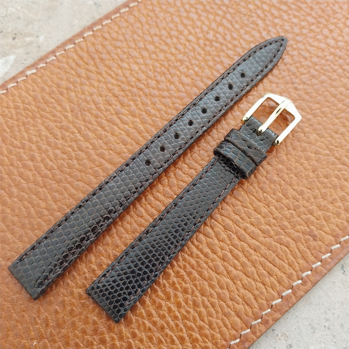 12mm Ladies Hirsch Brown Lizard Watch Strap