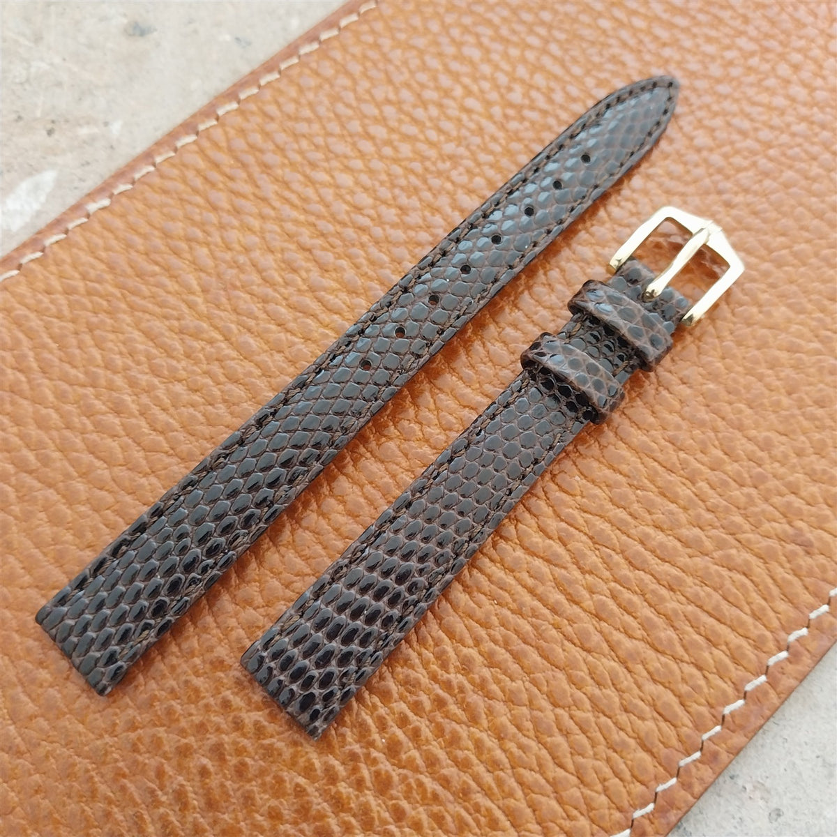 12mm Ladies Hirsch Brown Lizard Watch Strap