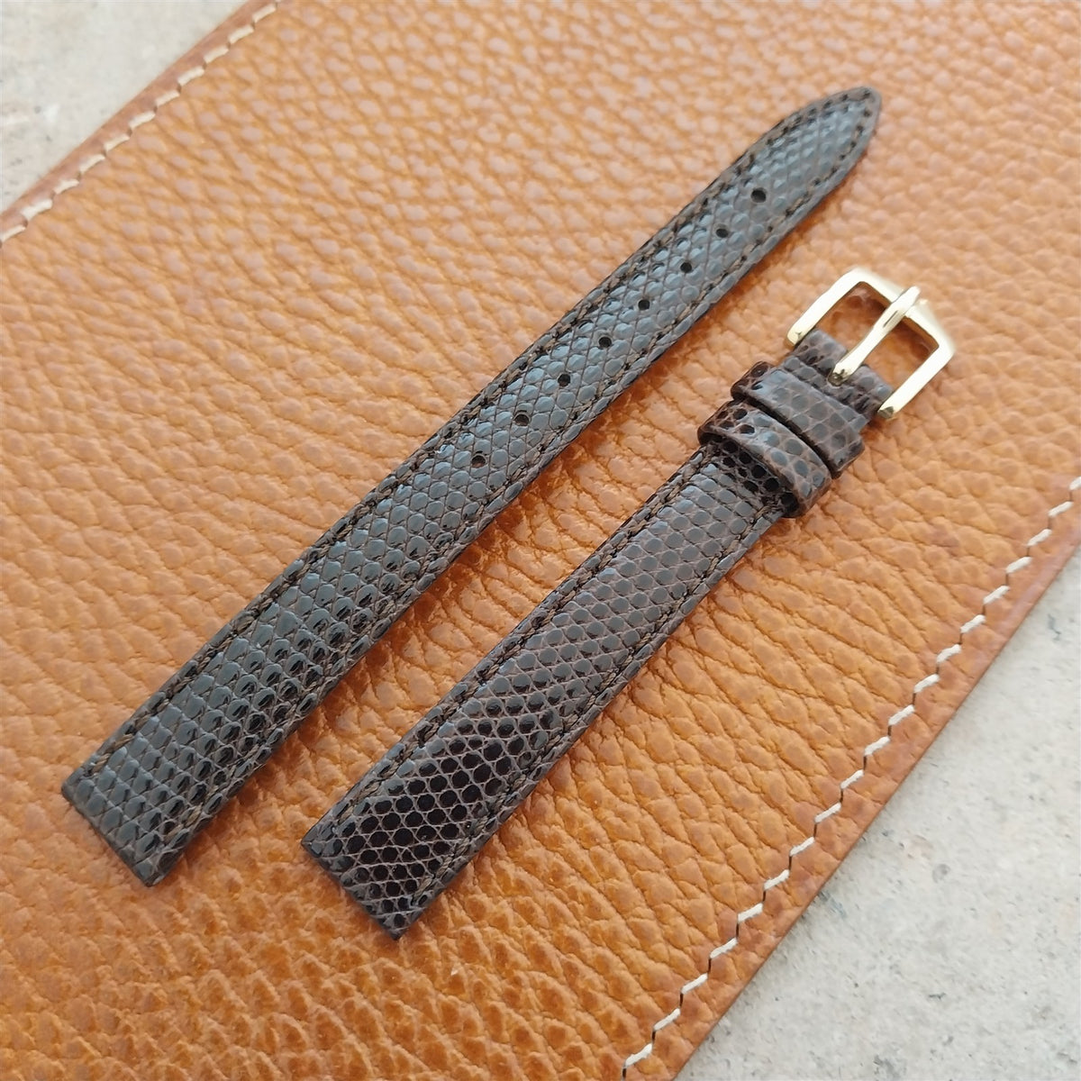 12mm Ladies Hirsch Brown Lizard Watch Strap