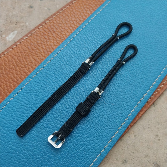 Vintage Womens Black Nylon & Silver-Tone Classic Cocktail Watch Strap