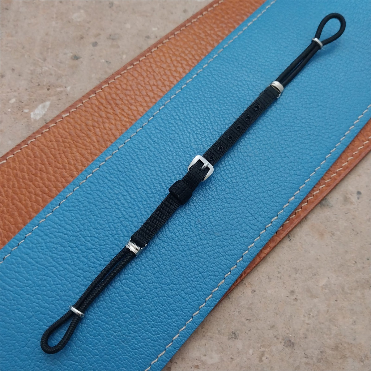 Vintage Womens Black Nylon & Silver-Tone Classic Cocktail Watch Strap