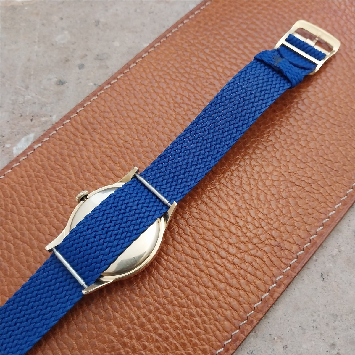 Blue 18mm EULIT Panama Braided Perlon Single Pass Field Watch Strap