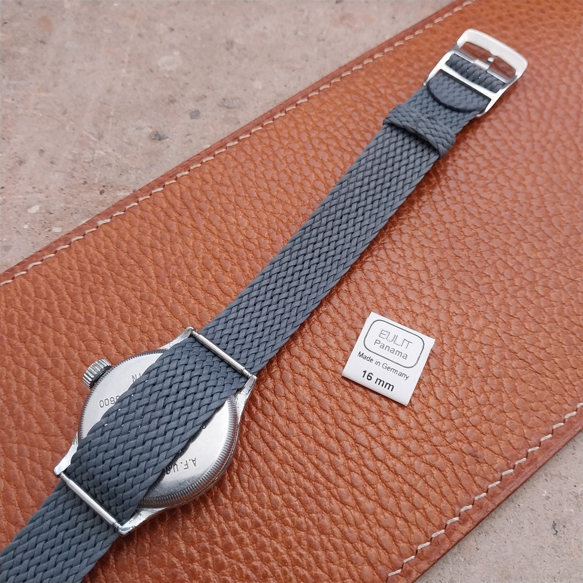 Gray 16mm EULIT Panama Braided Perlon Single Pass Field Watch Strap