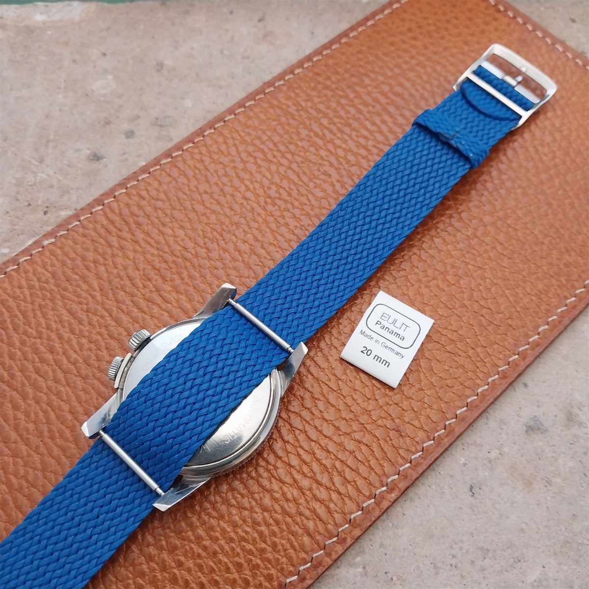 20mm EULIT Panama Blue Braided Perlon Single Pass Field Watch Strap