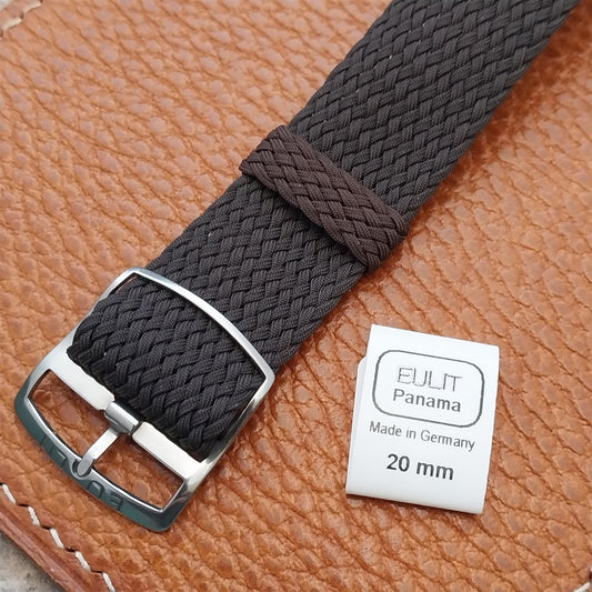 20mm EULIT Panama Brown Braided Perlon Single Pass Field Watch Strap