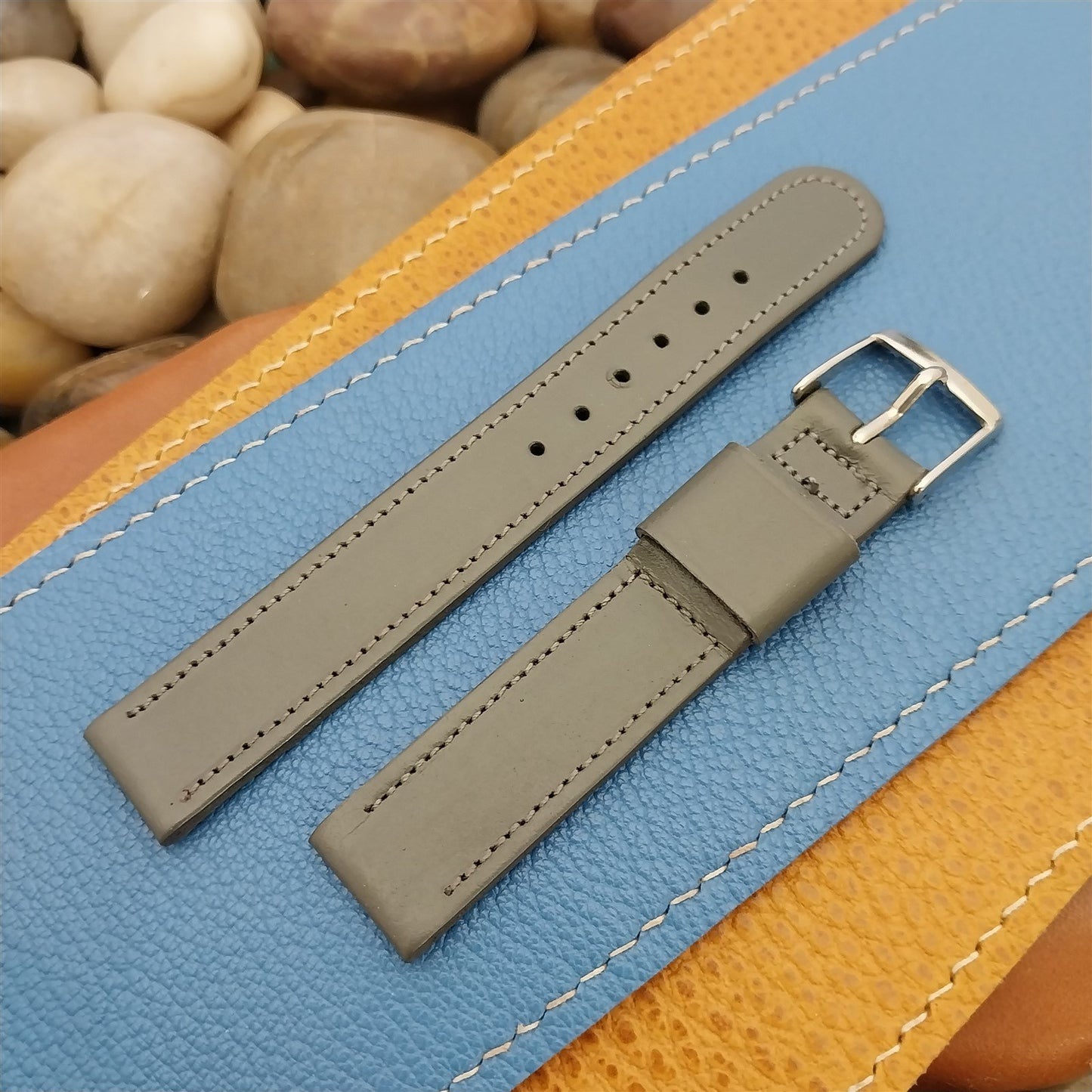 Vintage 5/8" Gemex USA Gray Cowhide Leather Unused Classic 1950s NOS Watch Strap