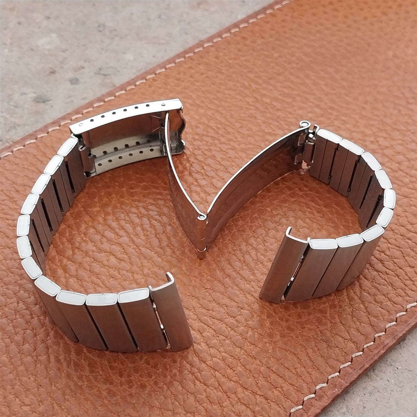 1970s JB Champion 25mm 22mm Stainless Steel Bar Link Vintage Watch Band