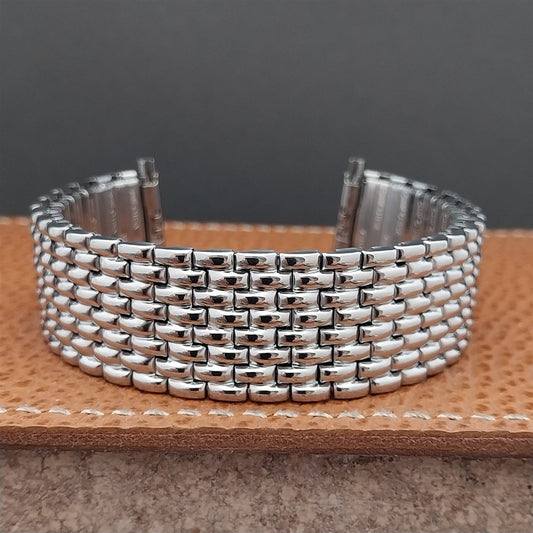 Vintage 19mm 20mm 22mm Rice Beads Wide Stainless Speidel Stretch NOS Watch Band