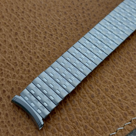 18mm 19mm 1970s USA Made Vintage Watch Band Wide Brushed Stainless Steel New nos