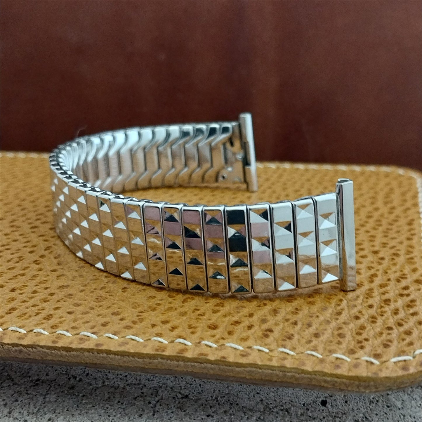 1950s USA Made Classic 10k White Gold Filled Vintage Watch Band nos 16mm-19mm