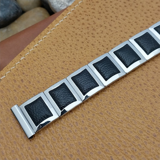 1960s Stainless Steel & Leatherette MCM Classic Unused nos Vintage Watch Band