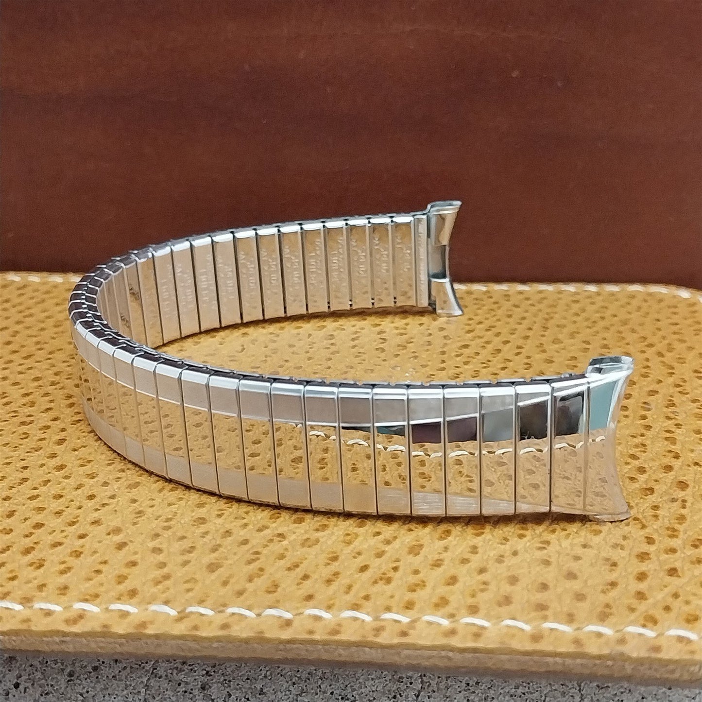 1969 Long 10k White Gold Filled Classic Speidel Depth Vintage Watch Band nos