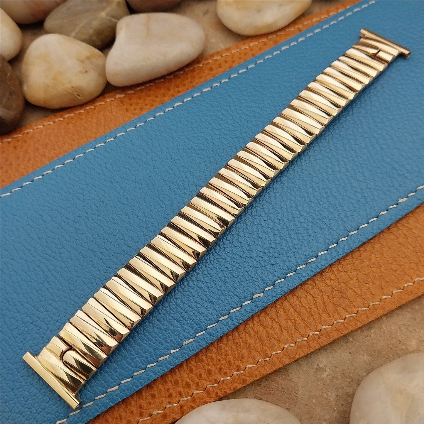 rare 12k Yellow Gold-Filled Gemex Skipper nos 1950s 19mm 15mm Vintage Watch Band