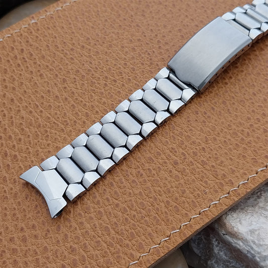 18mm 19mm Stainless Steel Cushion Link nos 1960s-1970s Vintage Watch Band