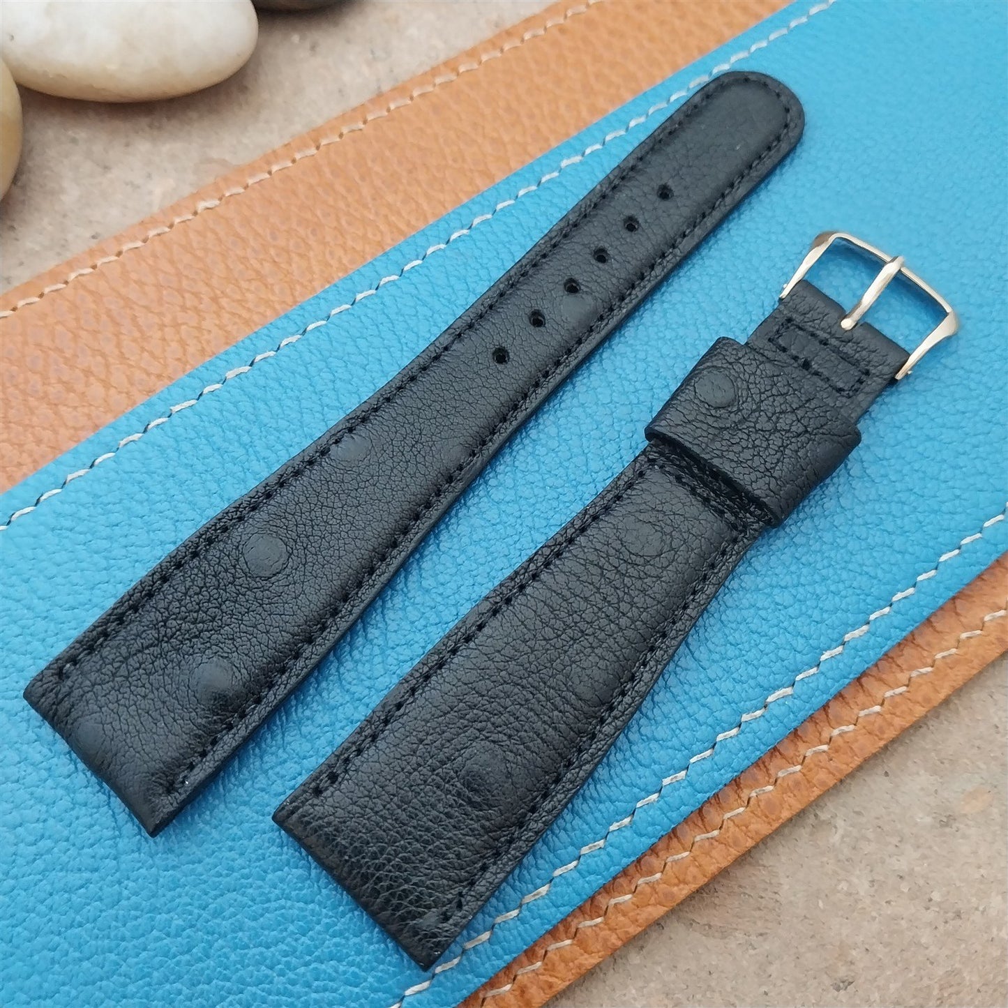 22mm 21mm Ostrich Grain Classic Tapered JB Champion 1960s Vintage Watch Strap