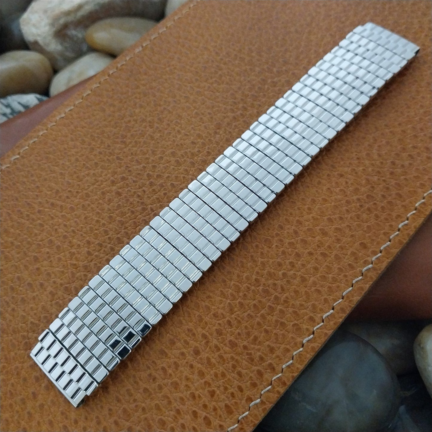 Vintage 19mm 1950s Speidel MCM White Gold Filled Wide Classic Unused Watch Band